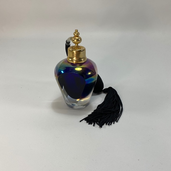 Vtg Royal Limited Cobalt Crystal Perfume Atomizer Bottle Iridescence Tassel - Picture 2 of 16